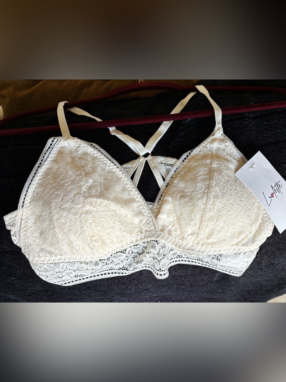 Brand New with tag!  Lace Bralette in Cream with Decorative Strappy Back